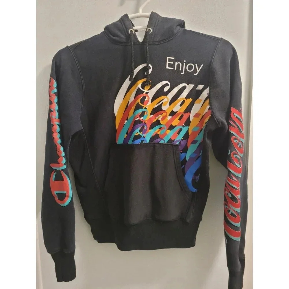 CHAMPION x COCA COLA Mens Small Reverse Weave Big Logo Sweatshirt Hoodie